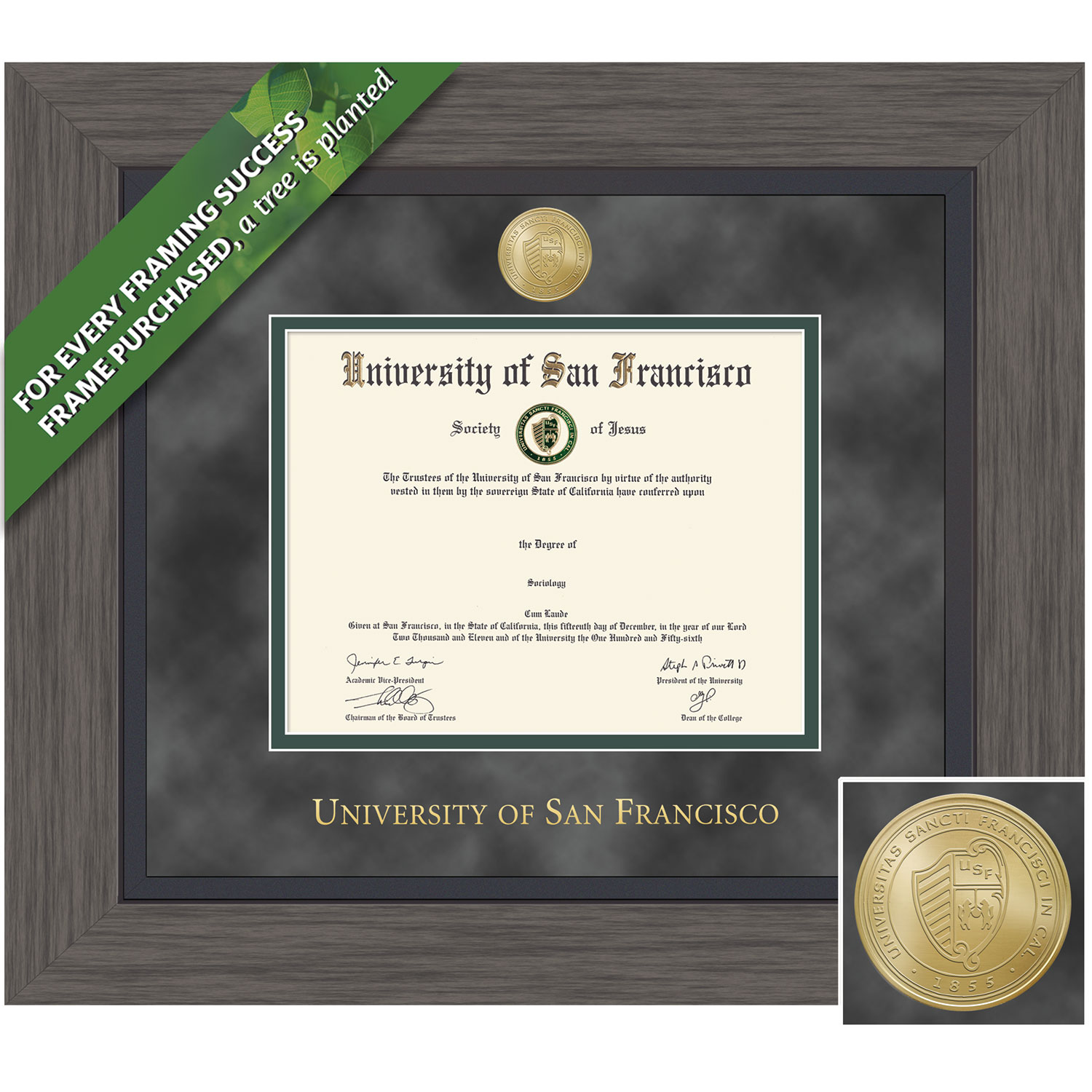 Framing Success 7 x 9 Greystone Gold Medallion Bachelors Diploma Frame