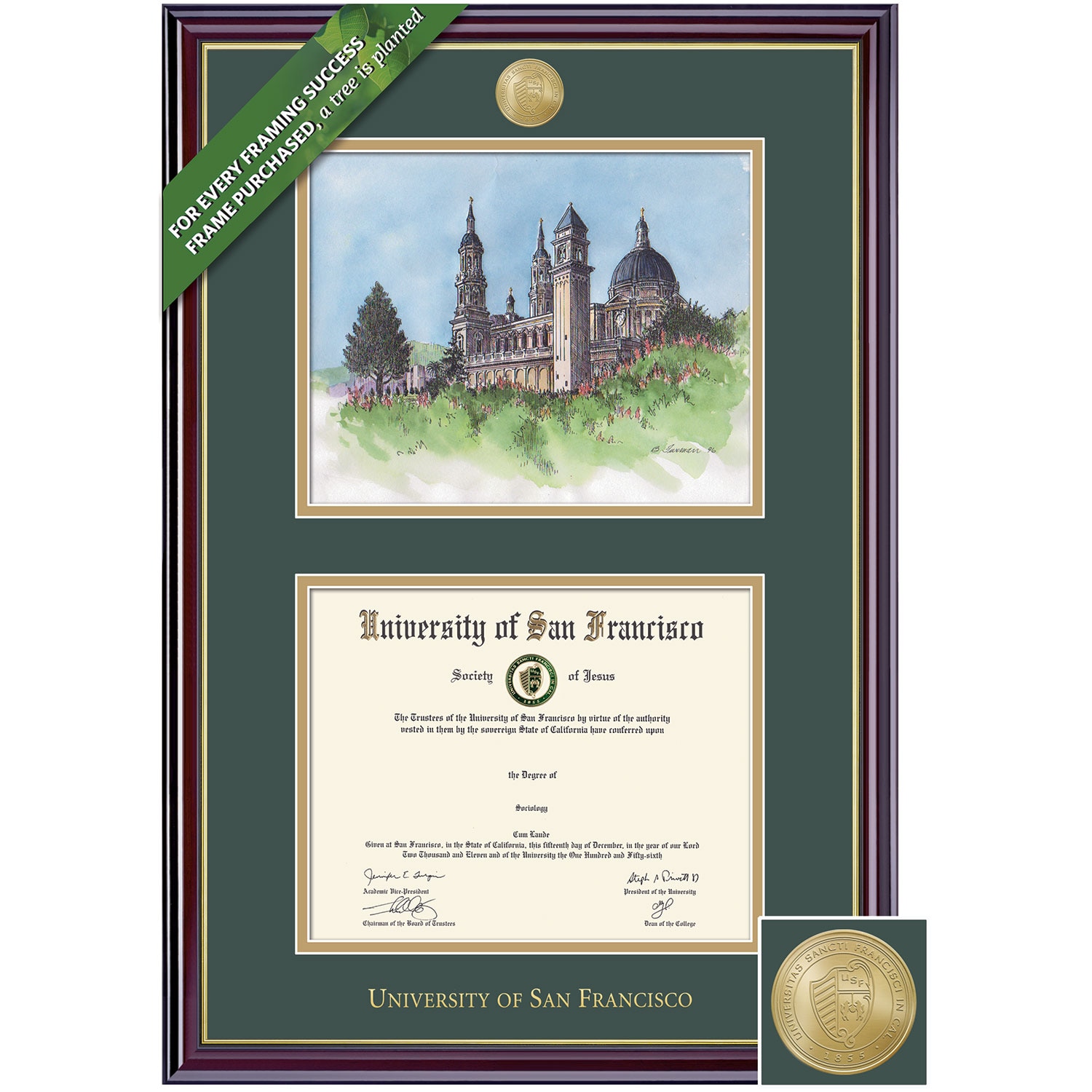 Framing Success 7 x 9 Windsor Gold Medallion Bachelors Diploma/Litho Frame