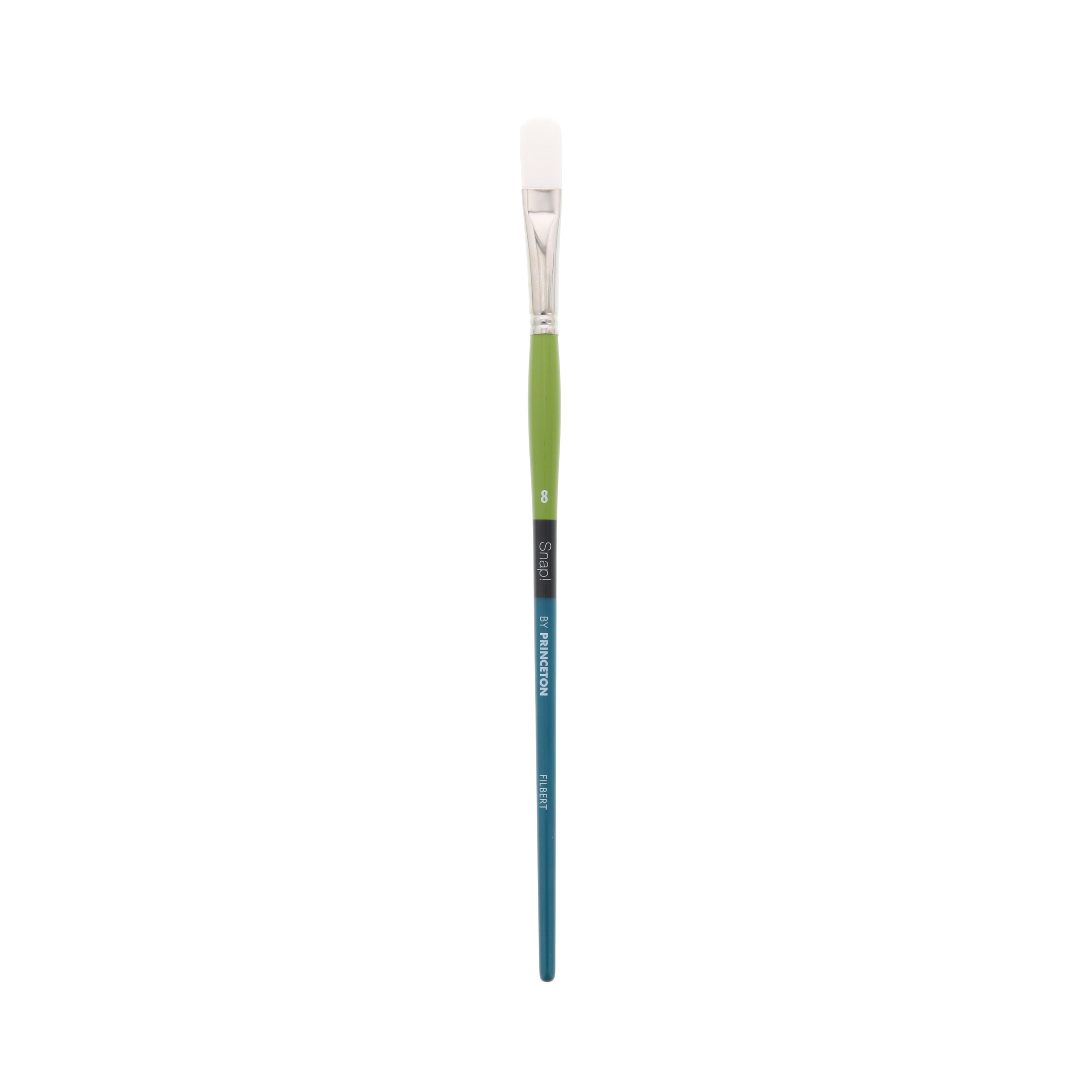 Princeton Brush Snap Long Handle White Synthetic Taklon Brush, Filbert, 8