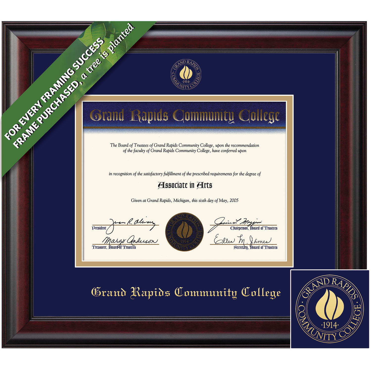 Framing Success 8.5 x 11 Classic Gold Embossed School Seal Associates Diploma Frame