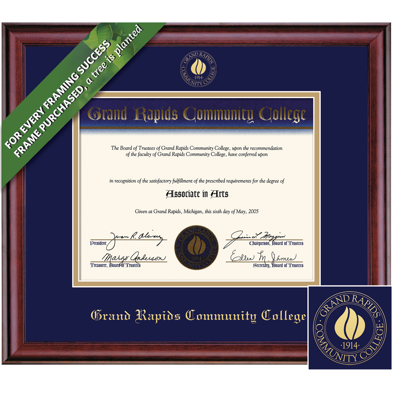 Framing Success 6 x 8 Classic Gold Embossed School Seal Associates Diploma Frame