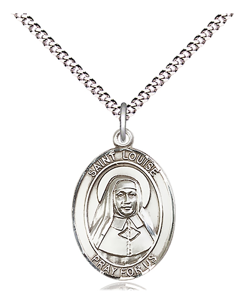 Sterling Silver St Louise Medal 3/4 x 1/2 Inch