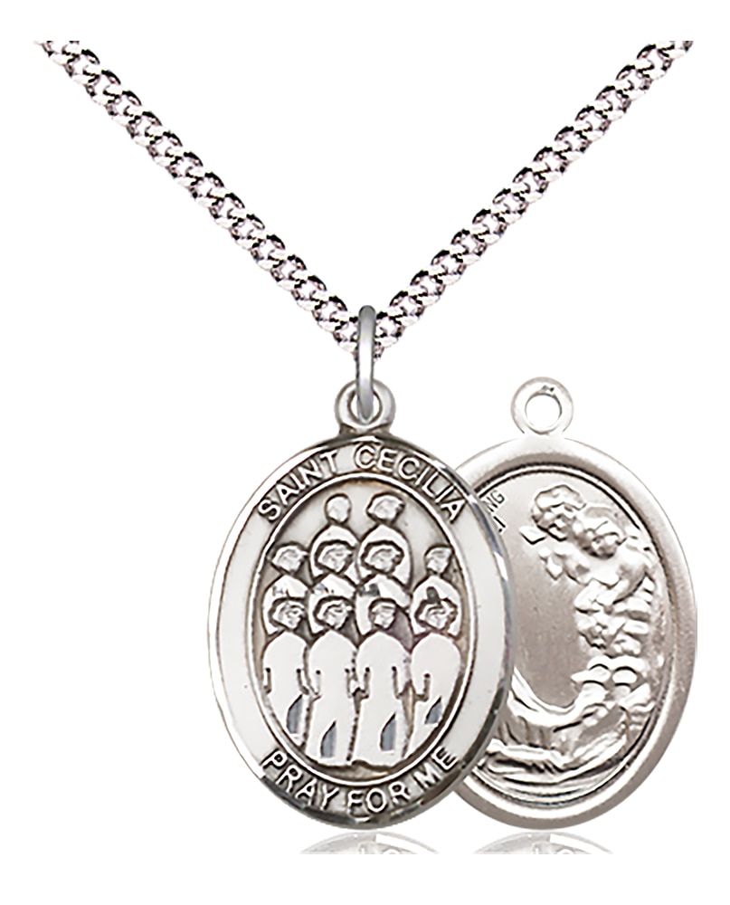 Sterling Silver St Cecilia/ Choir Medal 3/4 x 1/2 Inch