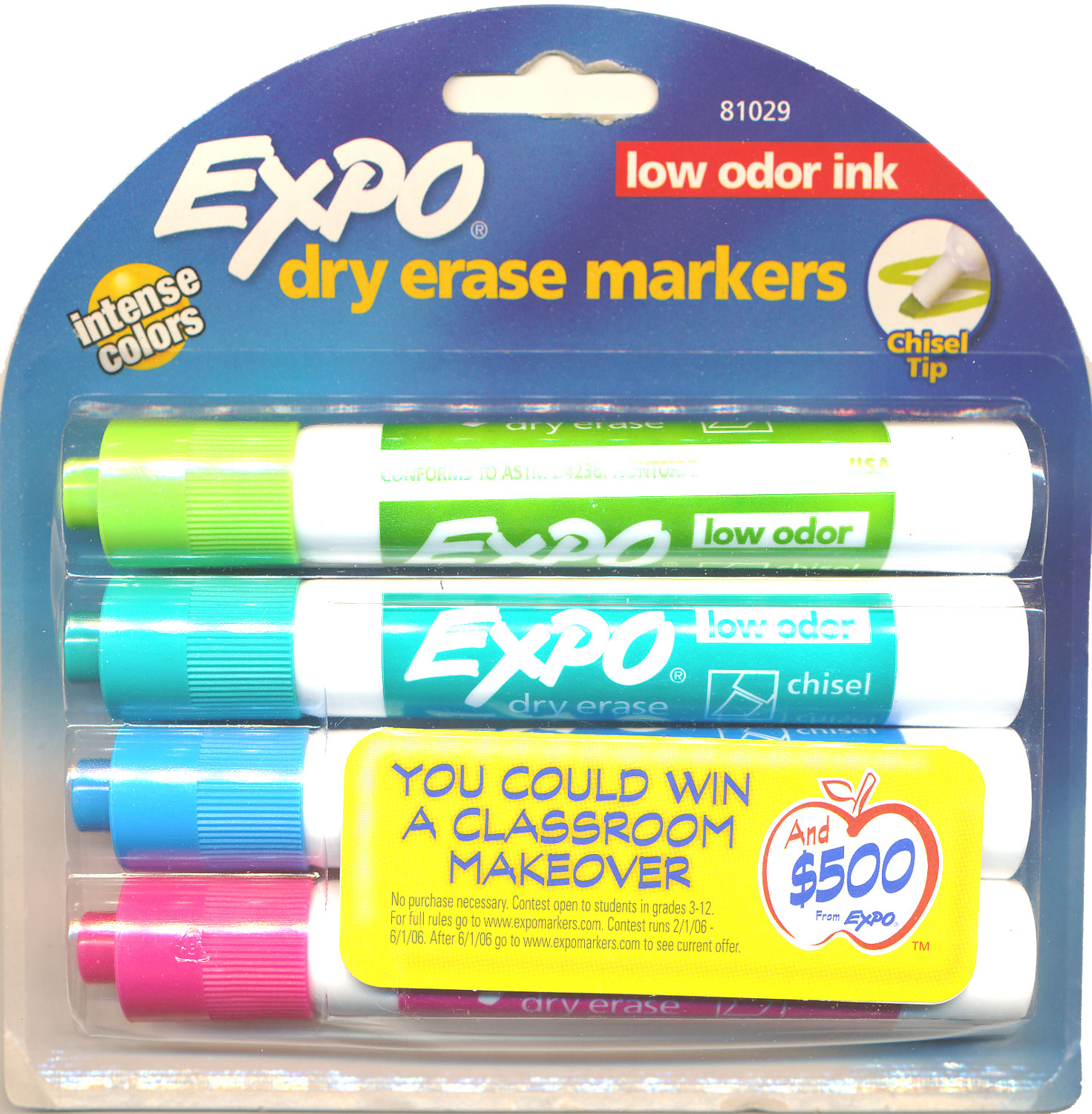 Expo Chisel Dry Erase Markers Assorted Colors 4 ct