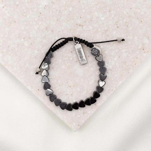 My Saint My Hero Belonging Heart Upon Heart Bracelet Black/Silver/Hematite