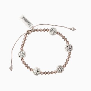 My Saint My Hero Stellar Blessings Light of Dawn Bracelet - Greige - gray crystals/Silver Medals