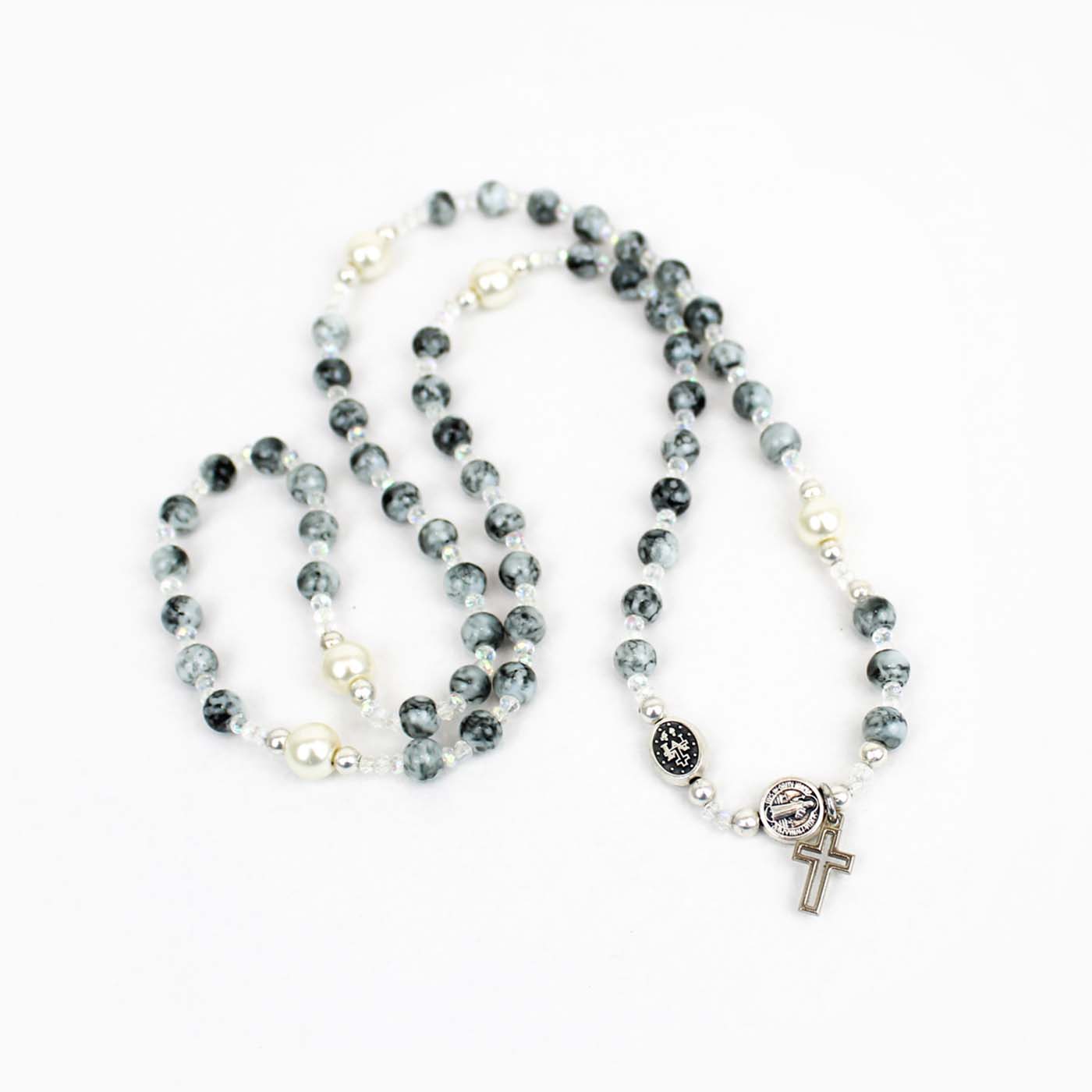 My Saint My Hero Miracles Rosary Wrap - Silver/Gray/White