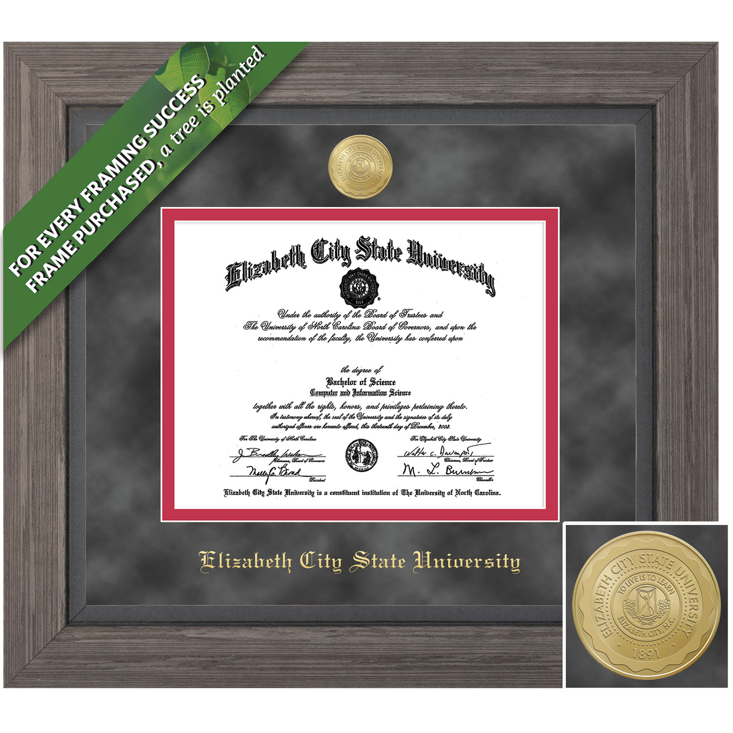 Framing Success 8.5 x 11 Greystone Gold Medallion Bachelors, Masters Diploma Frame