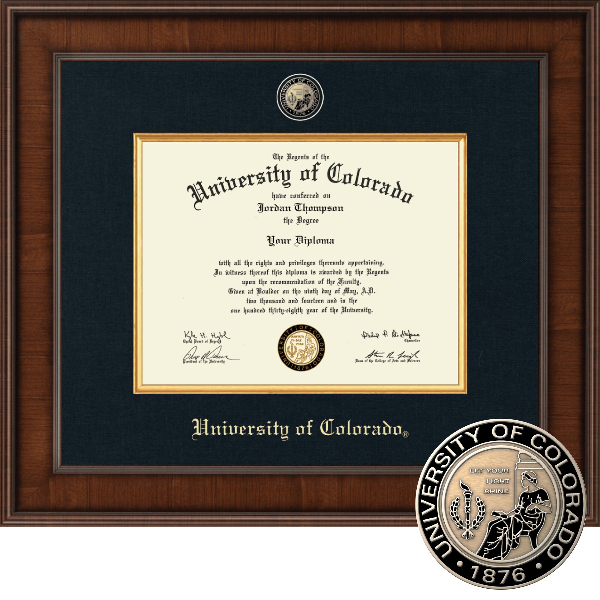 Church Hill Classics 8.5x11, Presidential, Walnut, Bachelors, Masters, PhD Diploma Frame