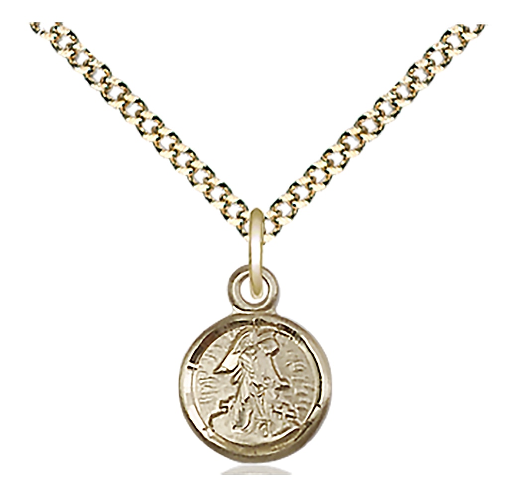 14kt Gold Filled Guardian Angel Pendant on an 18-inch Gold Plate Light Curb Chain.  Handmade in the USA