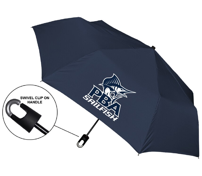 "Storm Clip" Mini Folding Emblematic Solid Umbrella 42" Coverage