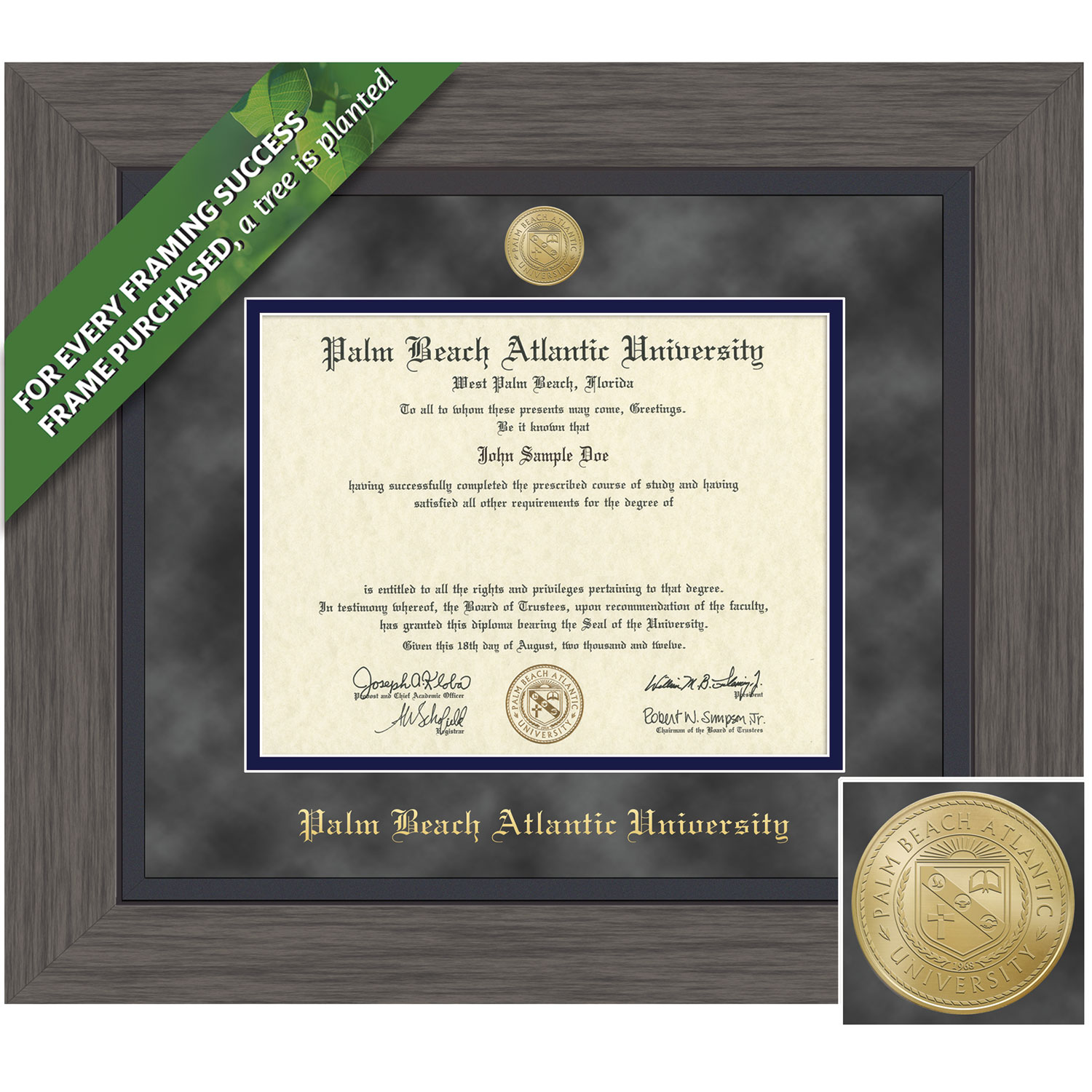 Framing Success 11 x 14 Greystone Gold Medallion Masters, Doctorate Diploma Frame