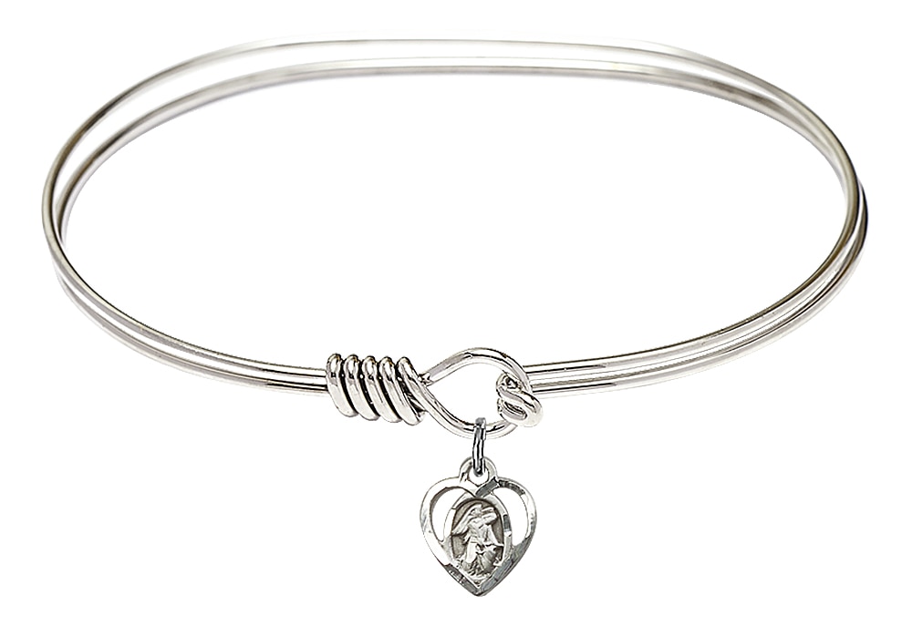 Bliss Sterling Silver Guardian Angel Charm on a 7-inch Eye Hook Bangle Bracelet