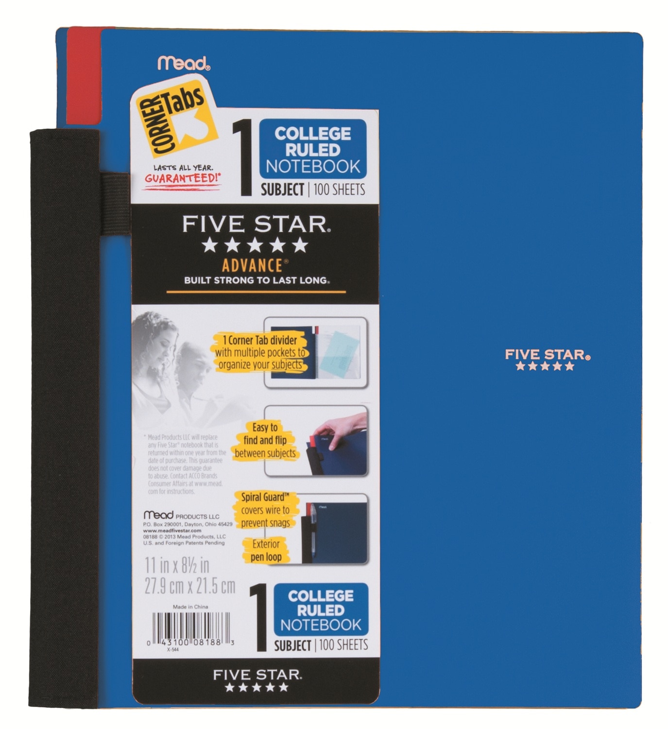 Five Star Advance Wirebound Notebook 1 Subject College Ruled 11 x 8 12 Assorted Colors