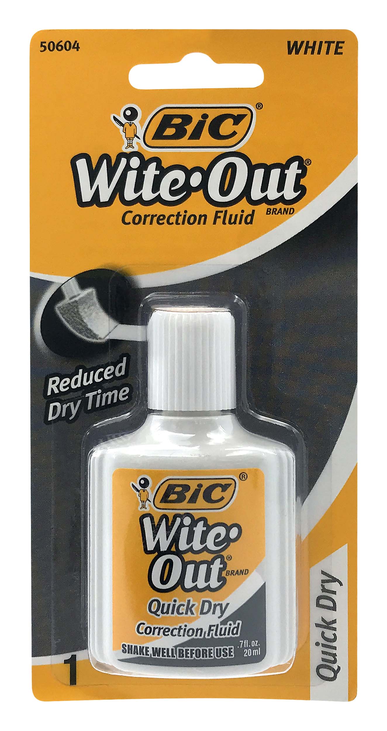 BIC QuickDry WiteOut Correction Fluid with Foam Brush