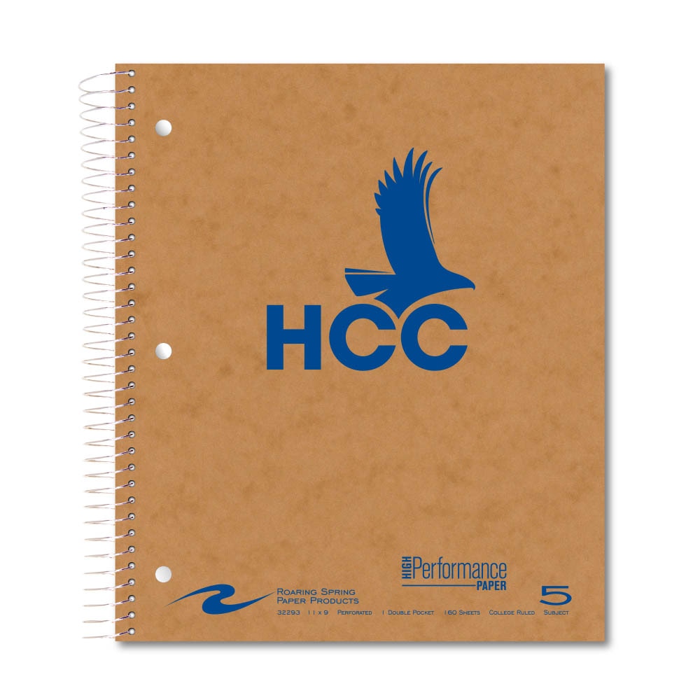 Roaring Premium 5 Subject Notebook, 8.5x11 College Ruled 20lb Paper, Pressboard Foil Cover