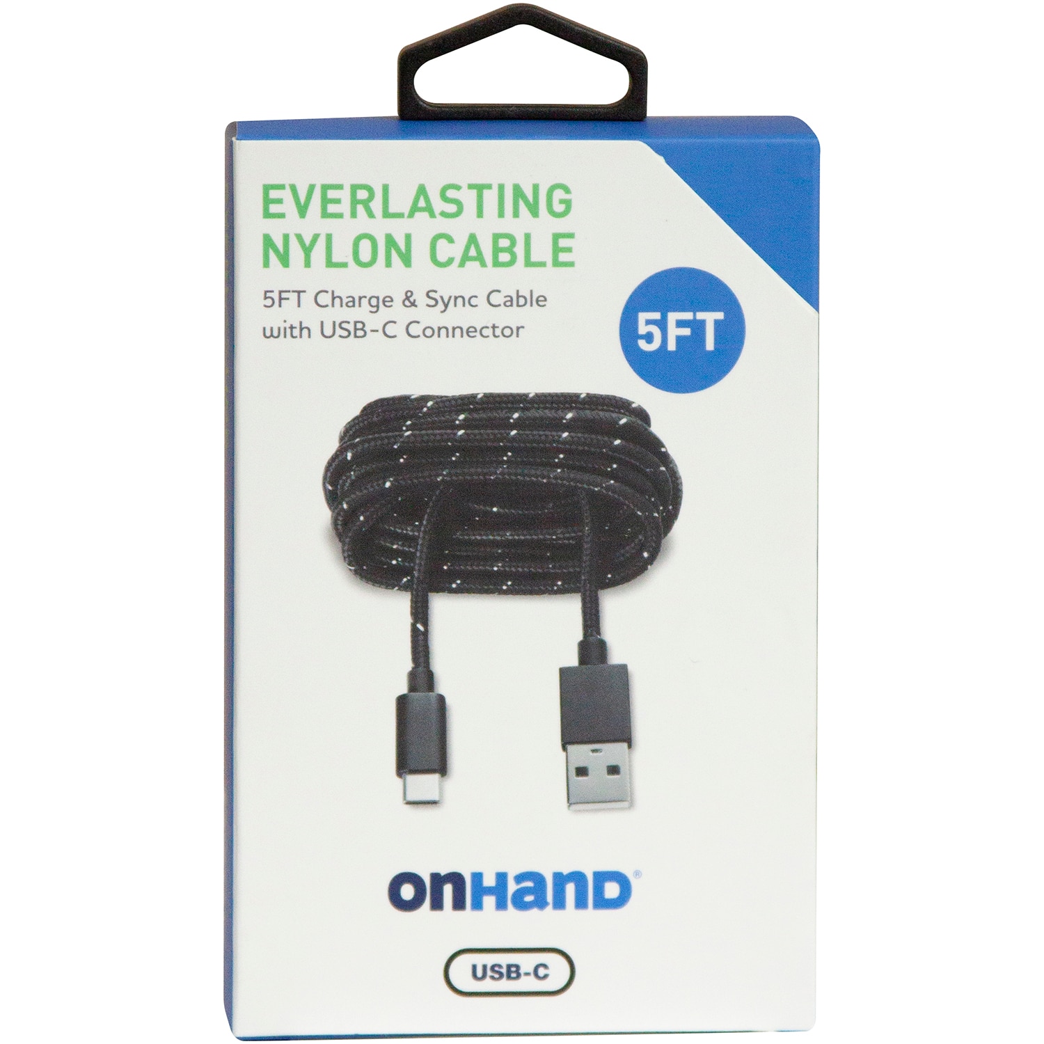OnHand Everlast Nylon TypeC Cable 5ftBlack
