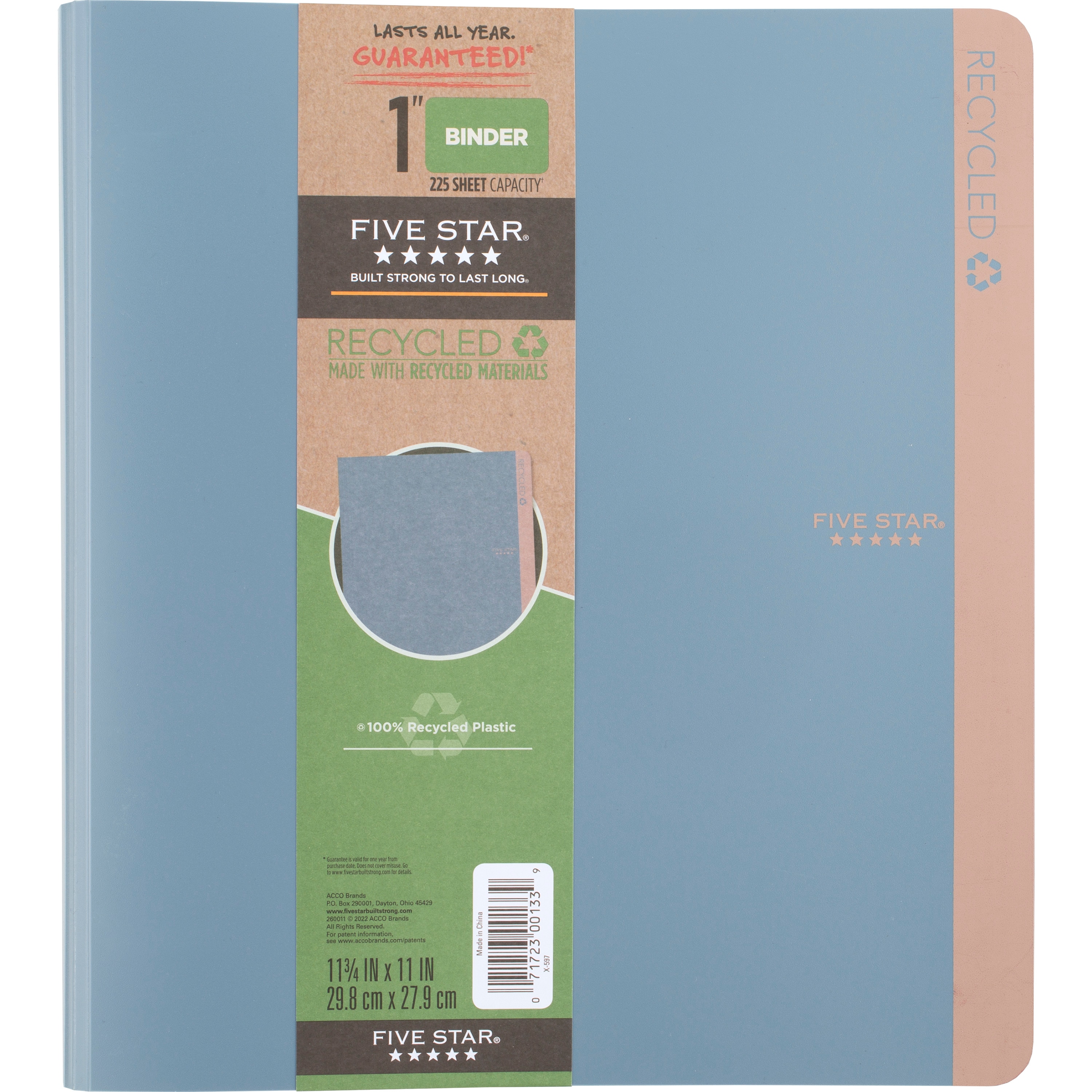 Five Star 1" D-Ring Binder Recycled