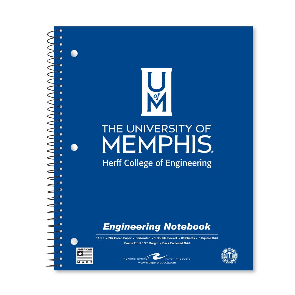 School Spirit Engineering Notebook, Green Tint 20# Paper with 1 Double Pocket
