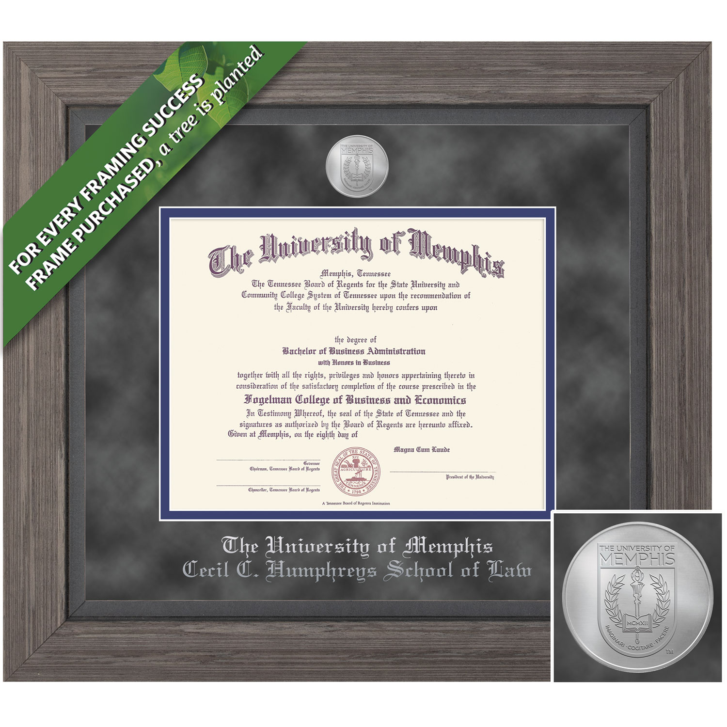 Framing Success 14 x 17 Greystone Silver Medallion Law Diploma Frame