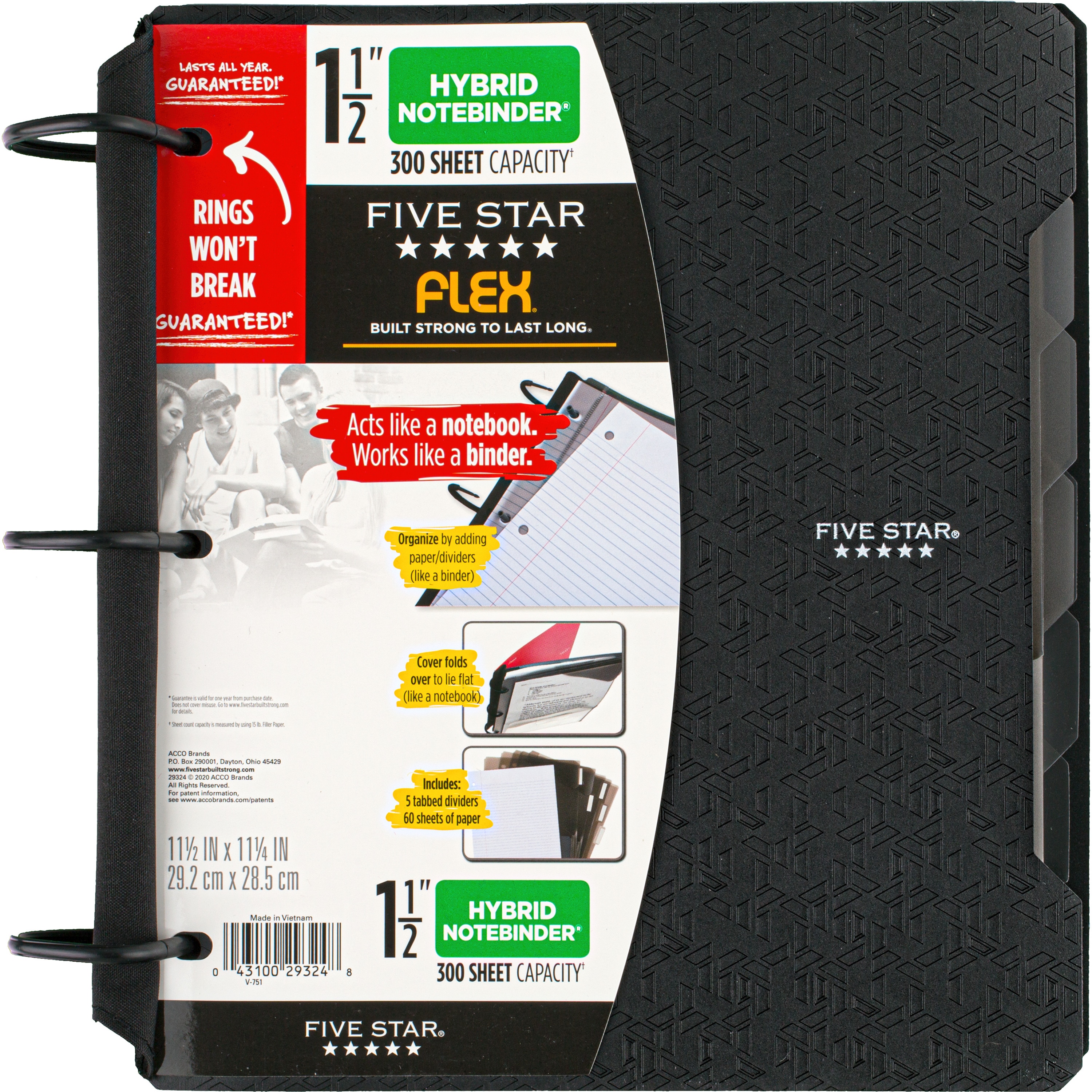 Five Star Flex 1 1/2" Hybrid NoteBinder, Color Chosen For You