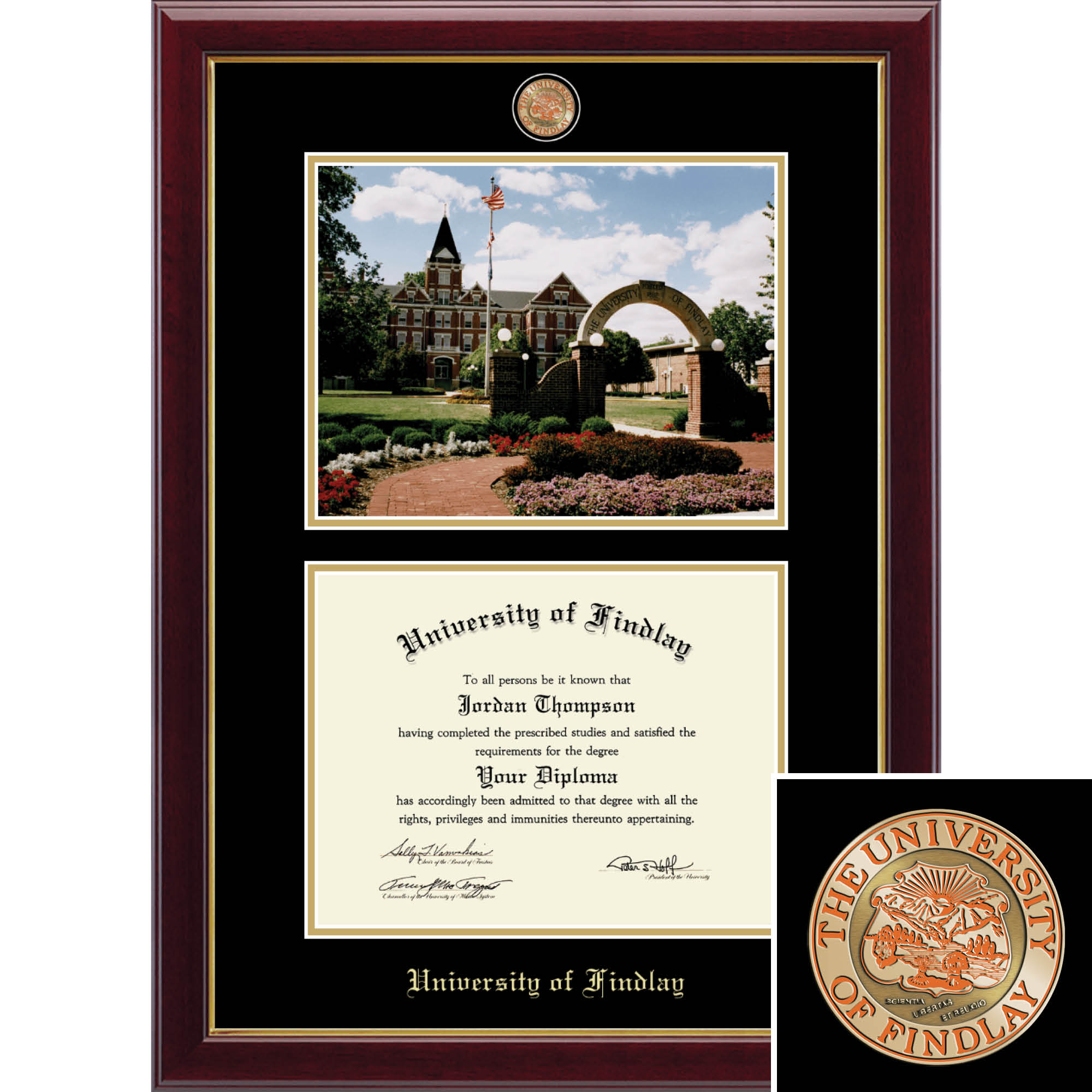 Church Hill Classics, Campus Scene, 8.5x11, Cherry, Diploma Frame