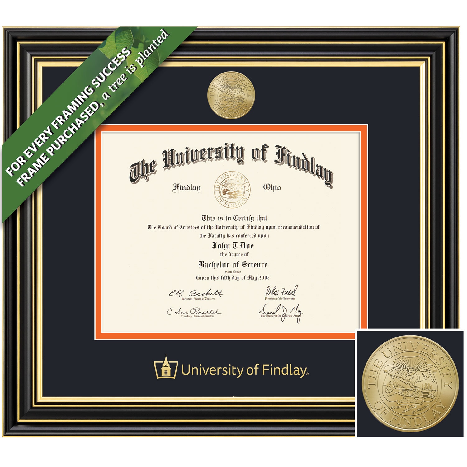 Framing Success 8.5 x 11 Prestige Gold Medallion Bachelors, Masters, PhD Diploma Frame