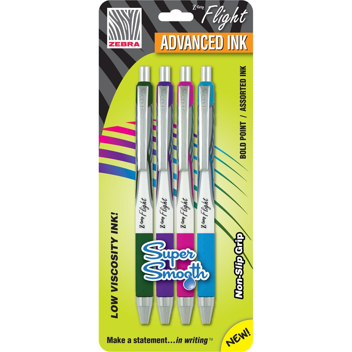 Zebra Z-Grip Flight Ballpoint Retractable Pen 1.2mm Fashion 4/Pack