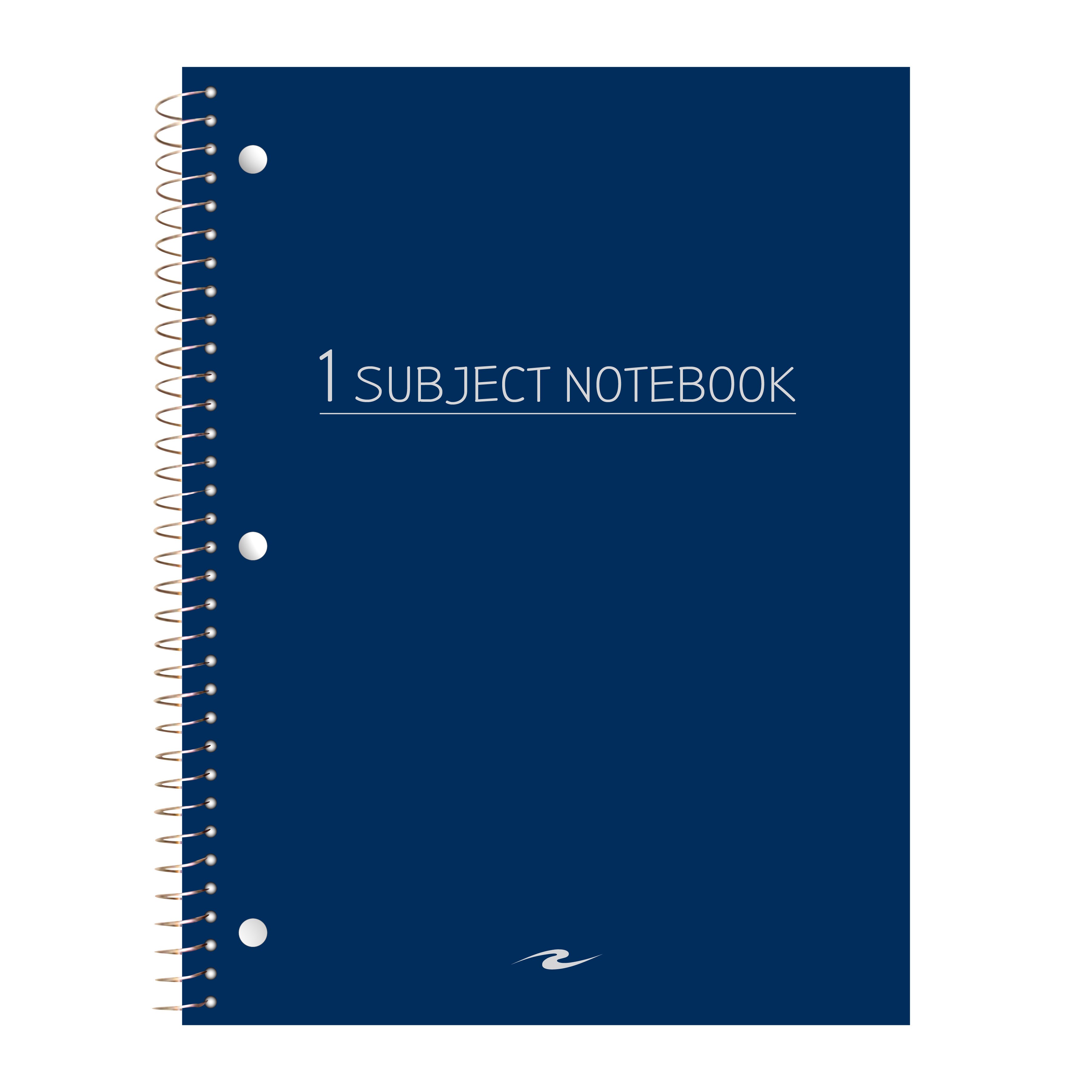 One Subject Spiral Notebook, College Ruled, 3 Hole Punch, Perforated, 10.5" x 8", 70 Sheets, Assorted Poly Covers