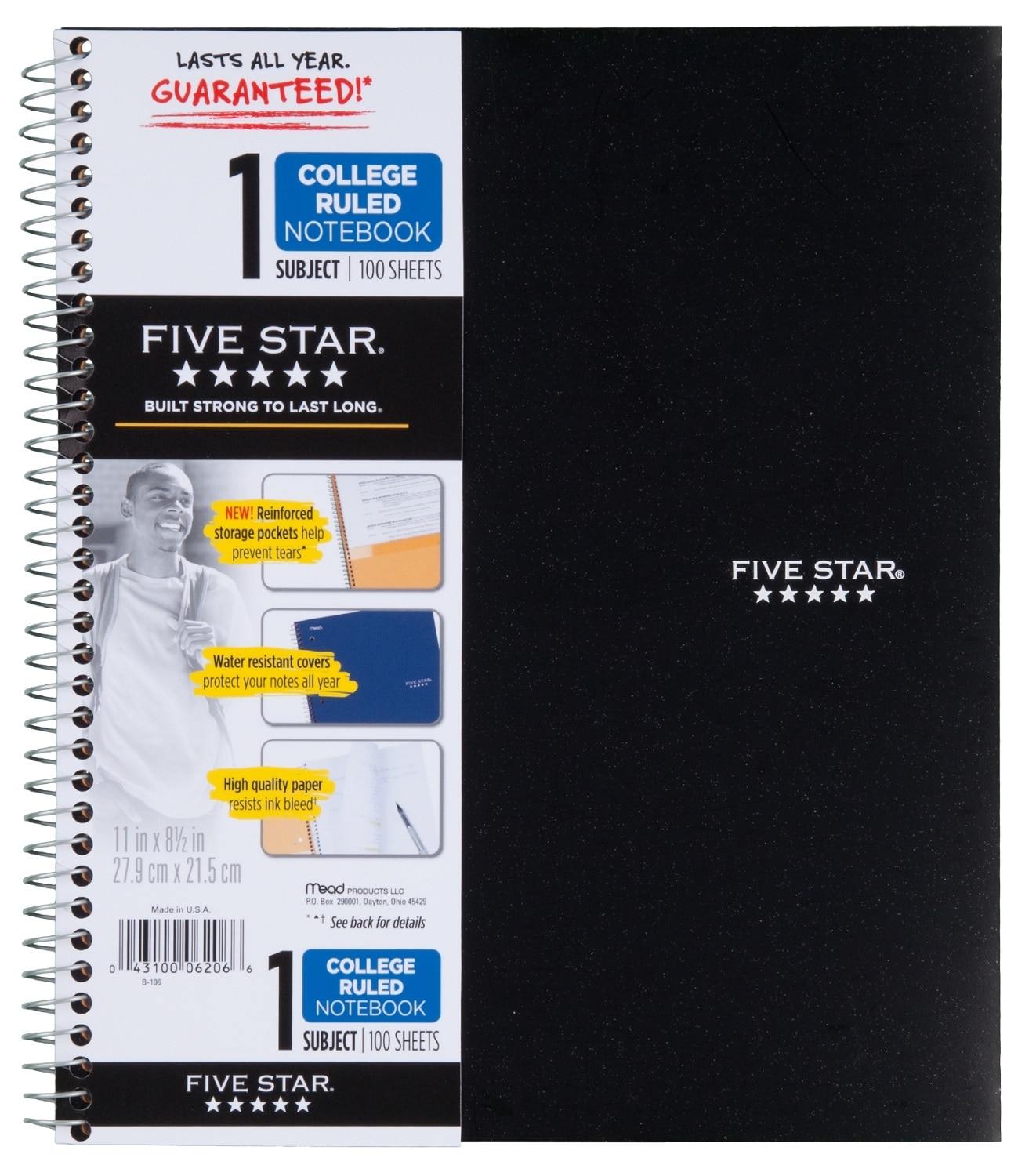 Five Star Wirebound Notebook 1 Subject College Ruled 11 x 8 12 Assorted Colors 100 ct