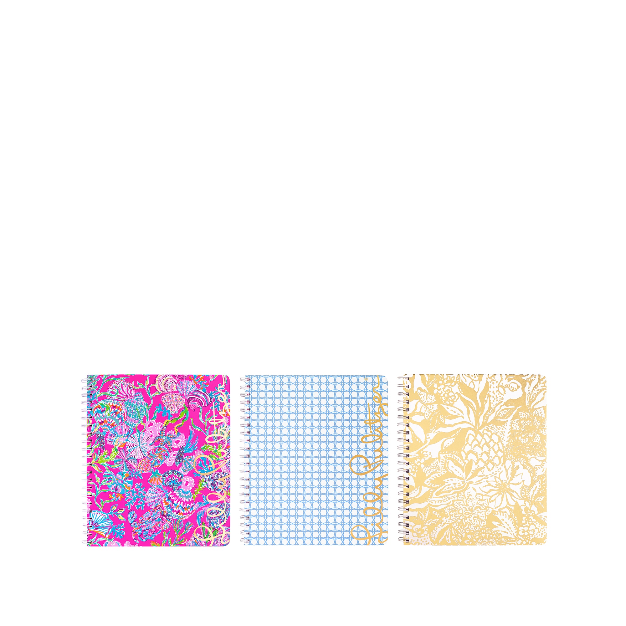 Lilly Pulitzer Large Notebook Set of 3, Shell Me/Sangria/Caning