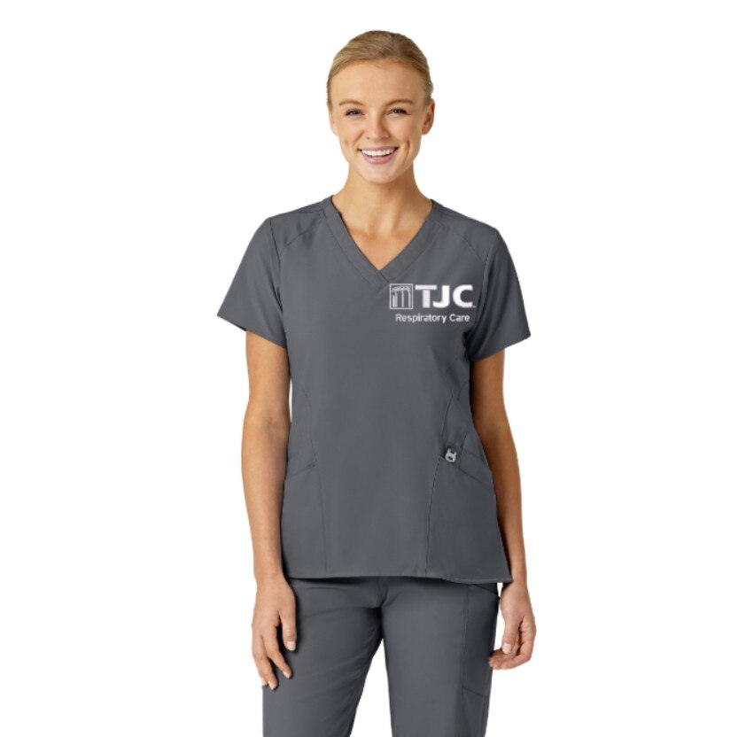 W23 Women's Stylized V-Neck Top Pewter 6155