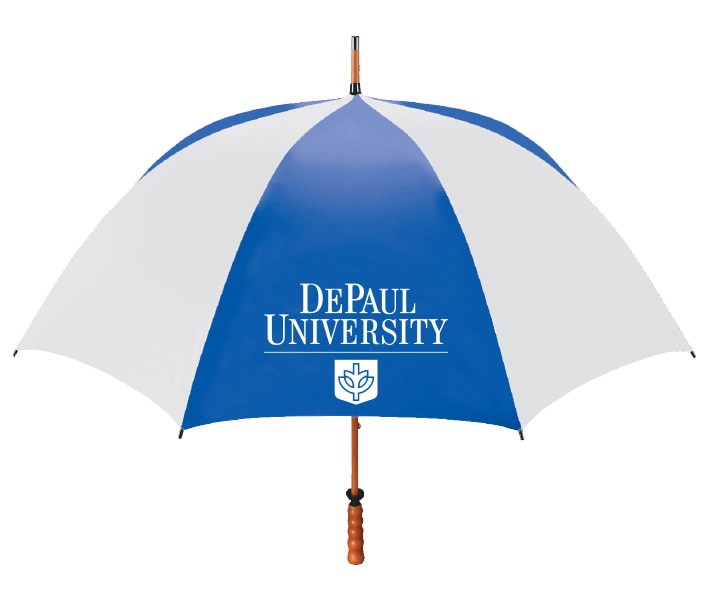 DePaul Blue Demons 7100 EMB 62" WOOD SHAFT UMB SOLID 2T 1C