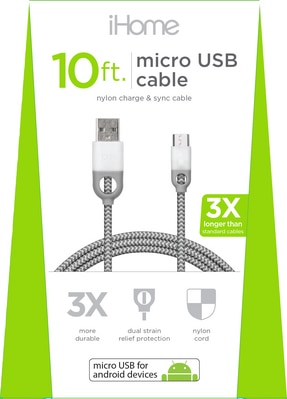 iHome 10ft Micro USB Cable