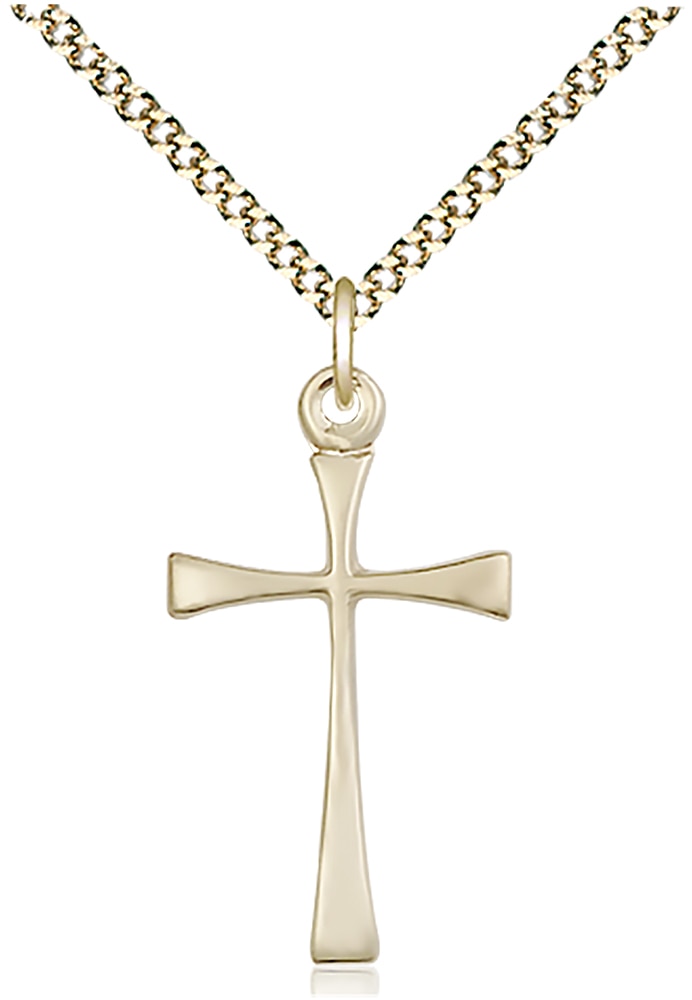 14kt Gold Filled Maltese Cross Pendant on an 18-inch Gold Plate Light Curb Chain.  Handmade in the USA