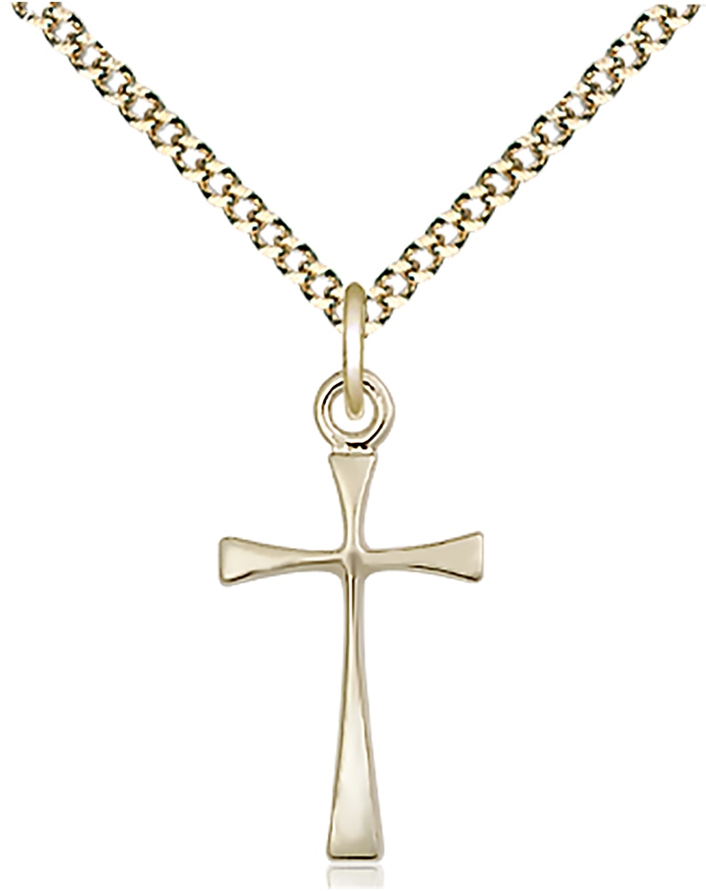 14kt Gold Filled Maltese Cross Pendant on an 18-inch Gold Plate Light Curb Chain.  Handmade in the USA