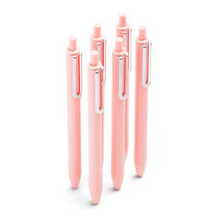 Poppin Blush Retractable Gel Luxe Pens w Black Ink Set of 6