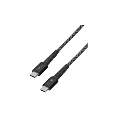 iHome 6' Nylon Braided USB-C to USB-C Cable Black