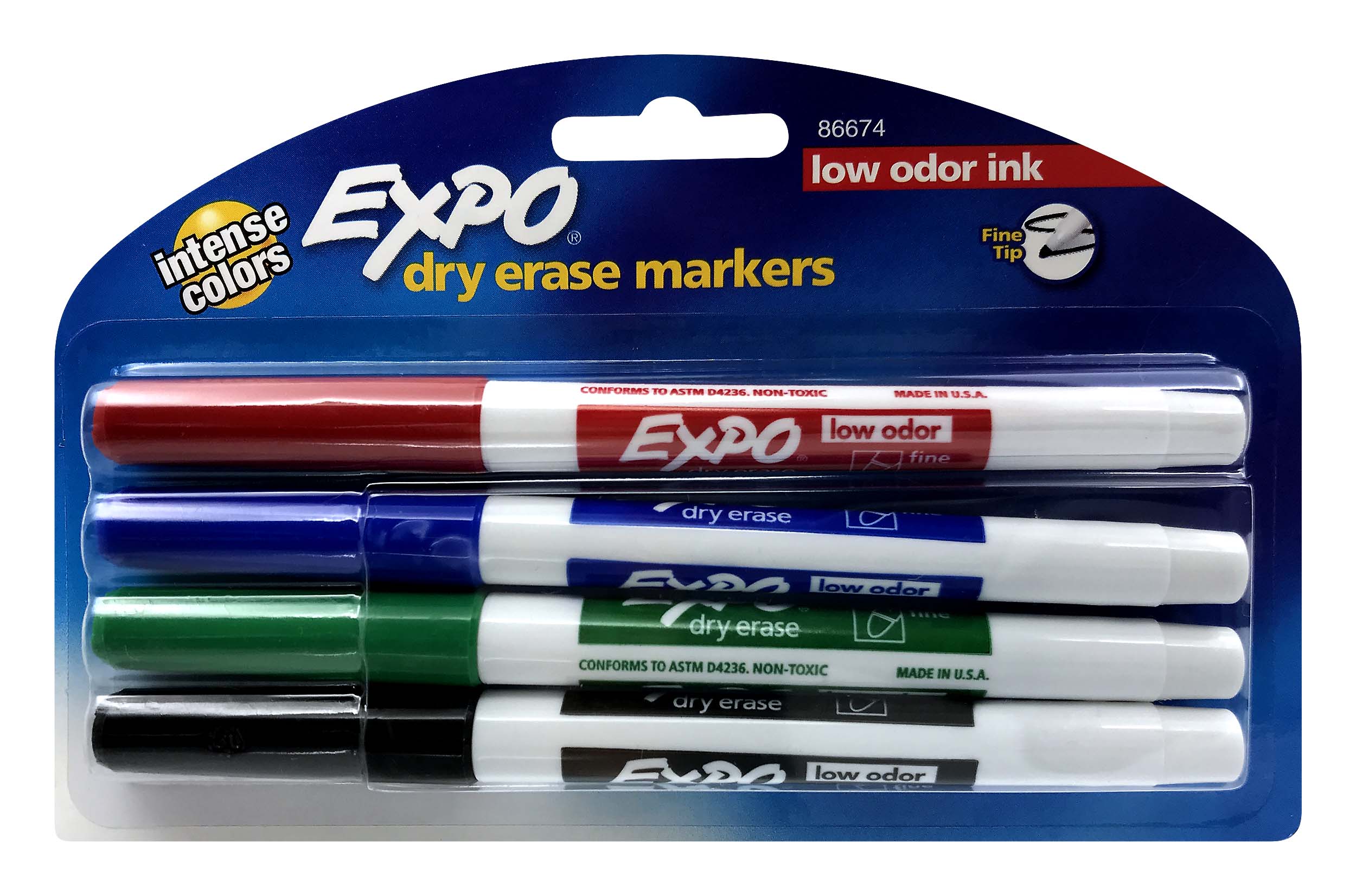 Expo Fine Tip Dry Erase Markers, 4Pack