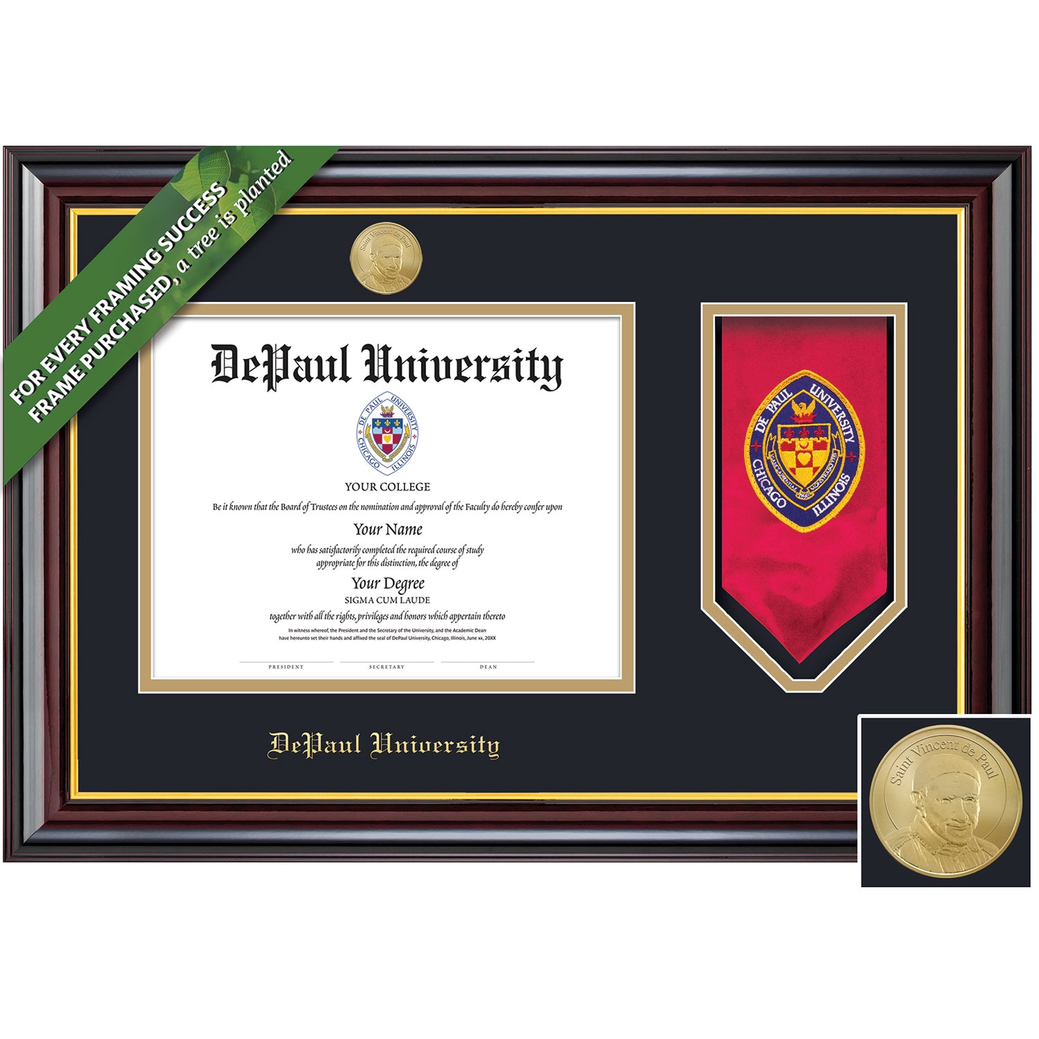 Framing Success 11 x 14 Windsor Gold Medallion PhD, Law Diploma/Stole Frame