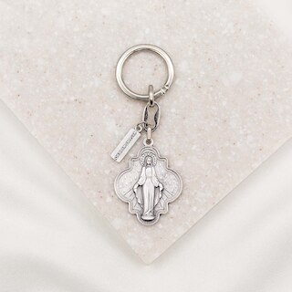 My Saint My Hero Blessed Mother Mary Miracles Silver Key Ring