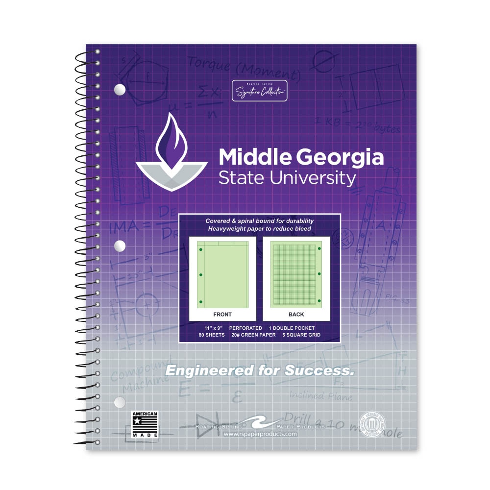 School Spirit Engineering Notebook, Green Tint 20# Paper with 1 Double Pocket