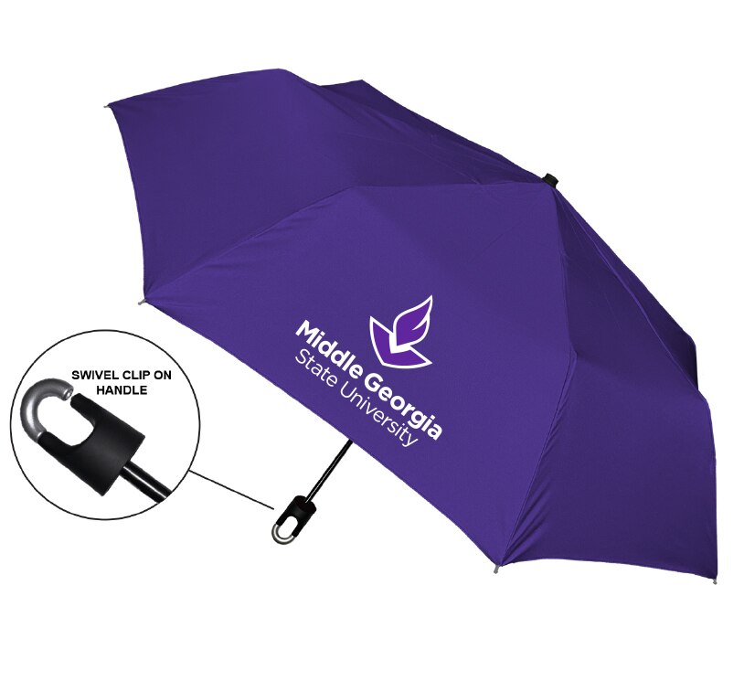 "Storm Clip" Mini Folding Emblematic Solid Umbrella 42" Coverage
