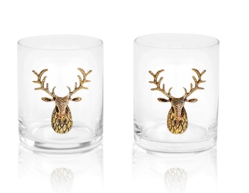 Gold Stag Deer Whiskey set of 2