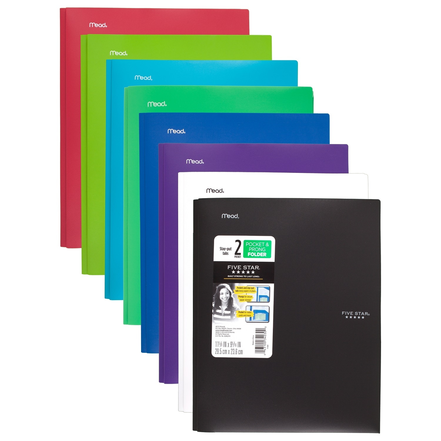 Five Star Stay-Put Pocket & Prong Folder Assorted Colors