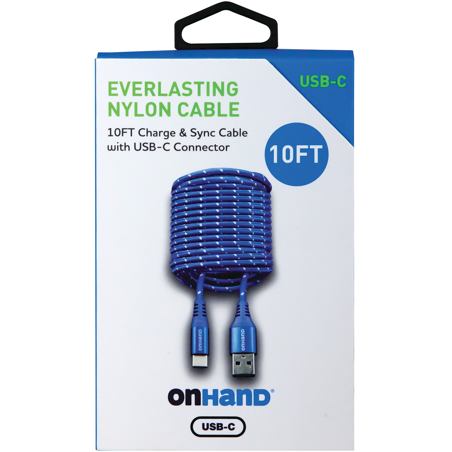 OnHand USB-C Cable 10FT, Blue