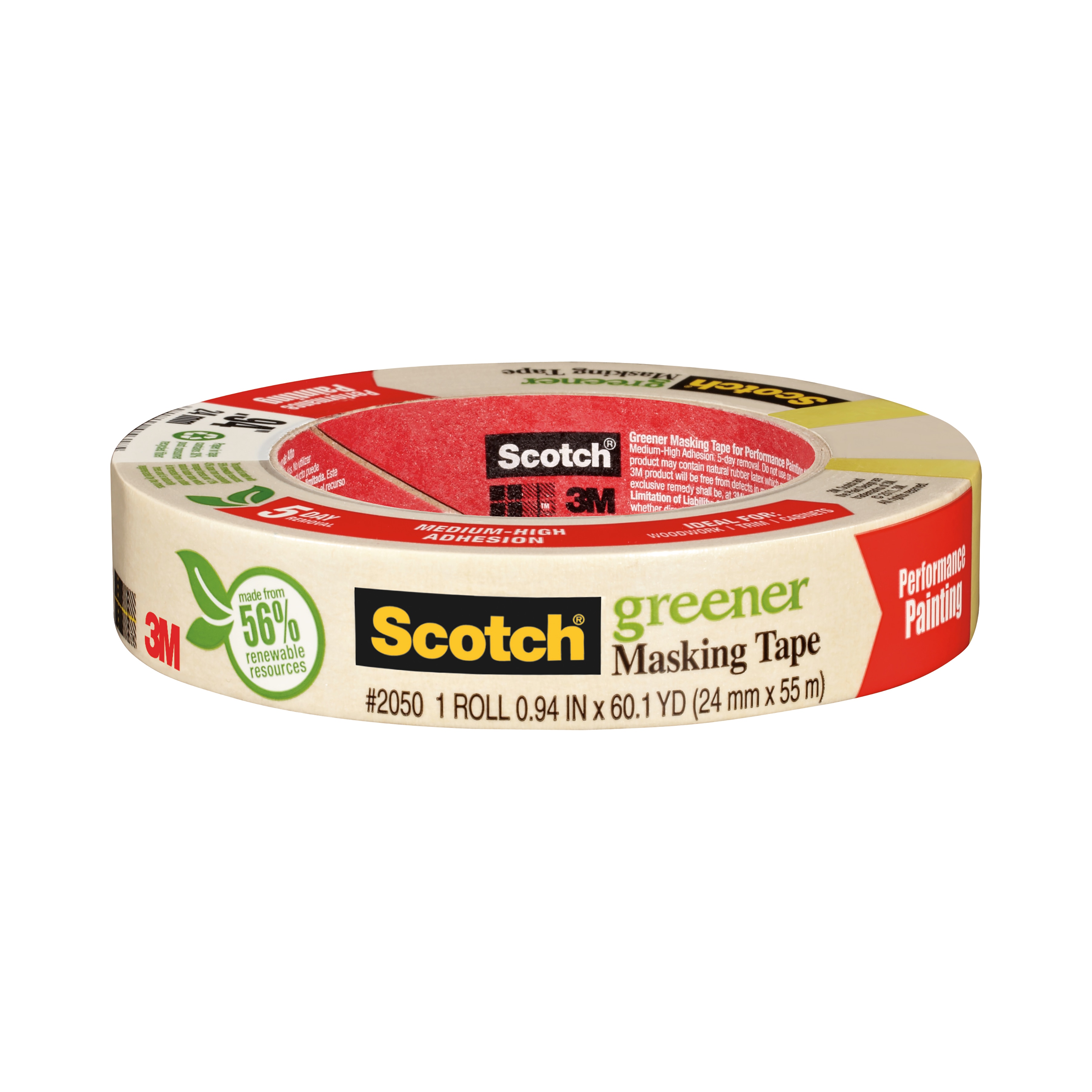 3M #2050 Painters Masking Tape, 1" x 60 yds.