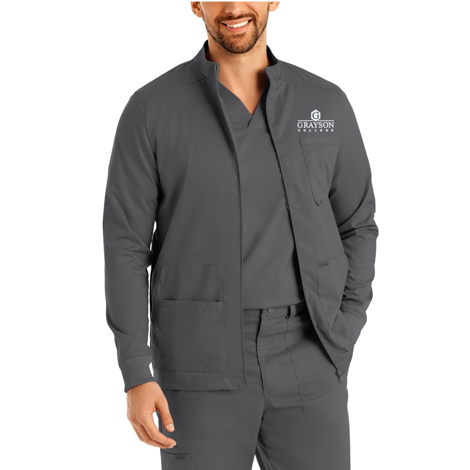 Proflex Mens Zip Front Scrub Jacket (LJ702 Logoed)