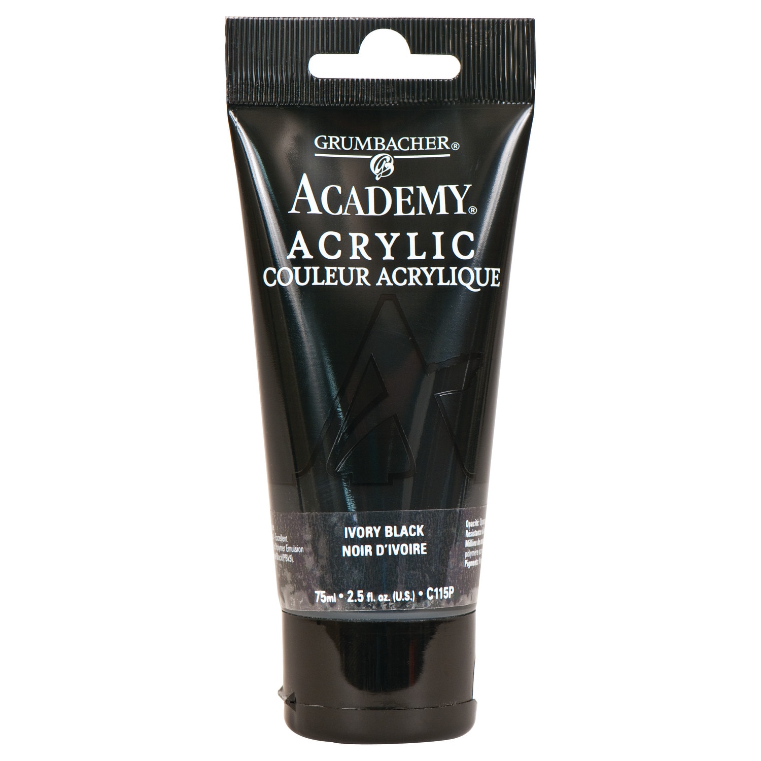 Grumbacher Academy Acrylic, 75ml Tube, Ivory Black