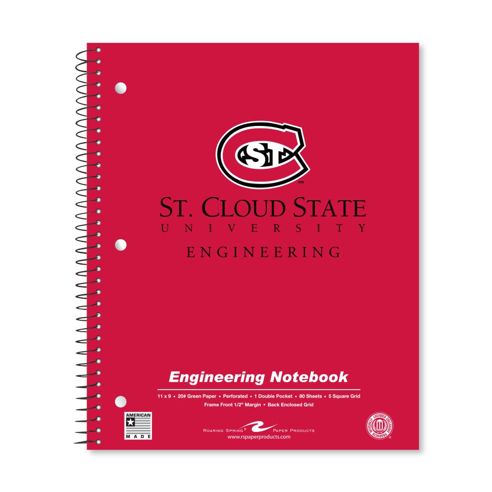 School Spirit Engineering Notebook, Green Tint 20# Paper with 1 Double Pocket